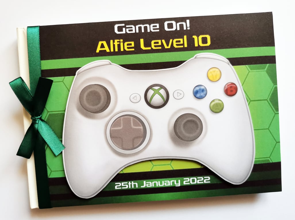 Gaming birthday guest book, Gamer birthday party book, gift