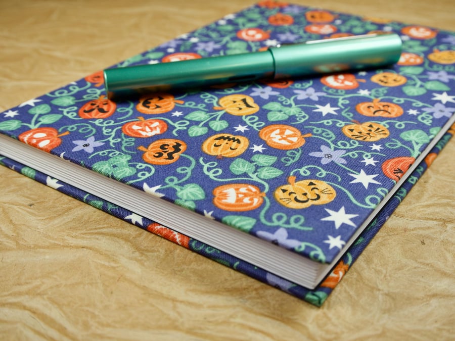 A5 Notebook with glow-in-the-dark pumpkin fabric cover