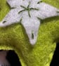 A star tree decoration, lime green and white with shiny metallic thread - Image 3