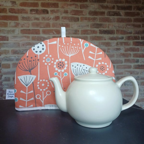 Tea Cosy in Bergen Burnt Orange coloured Fabric