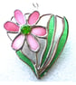 Daisy Heart Suncatcher Stained Glass Flower Pink 016 - Image 1