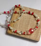 Modern Ruby Drift - Red and Opaline Geometric Glass Necklace - Image 8