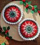 Christmas coaster set, Christmas decor, Christmas mug rug, Red theme coaster - Image 1