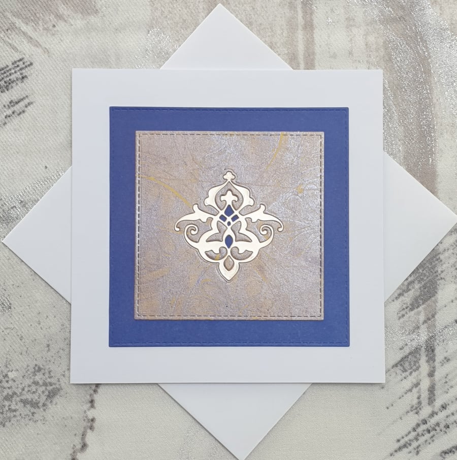 Blue & Gold Baroque Card