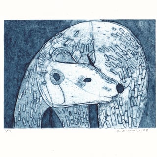 The Great North Bear   Version 1 -Original Collagraph Print Made in Yorkshire