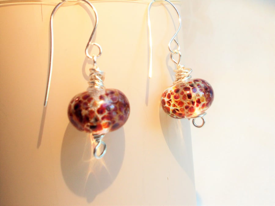 Artisan Lamp Work Glass Bead Earrings - FREE UK Post