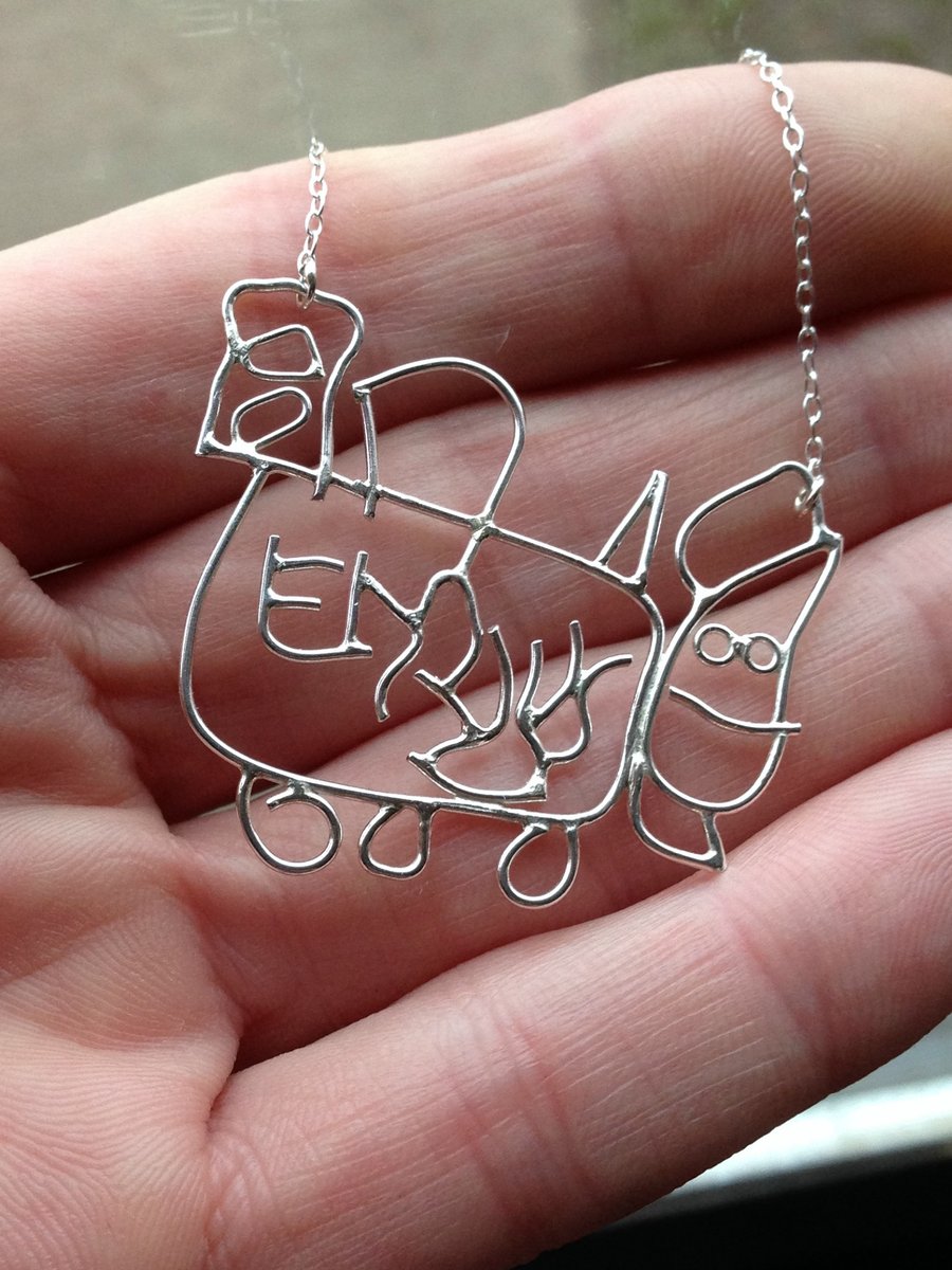Emilys train. A sterling silver pendant for a childs first drawing