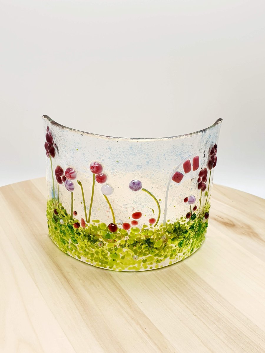 Fused Glass ‘Garden’ Curved Panel