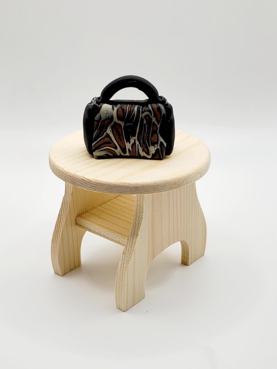 Handmade Polymer Clay Miniature Handbag, Dollhouse Accessory, 1:12 Scale