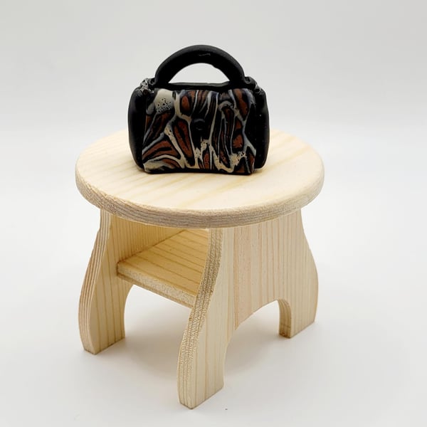 Handmade Polymer Clay Miniature Handbag, Dollhouse Accessory, 1:12 Scale