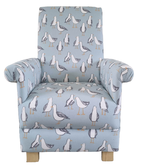 Clarke Seagulls Fabric Adult Chair Gulls Armchair Duck Egg Birds Nursery Accent
