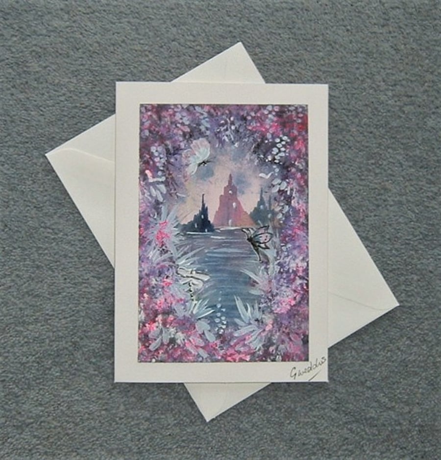 watercolour landscape hand painted all occasion greetings card ( ref F 207 )