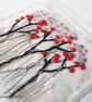 HAND EMBROIDERED WINTER CARD BERRIES CHRISTMAS - Image 3
