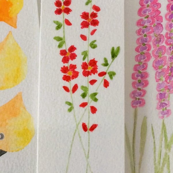 Original Hand Painted Red Flower Bookmark