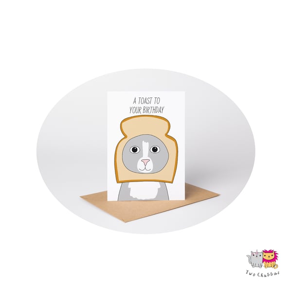 Cat Birthday Card, A6 Birthday Card, Cute Animal Birthday Card