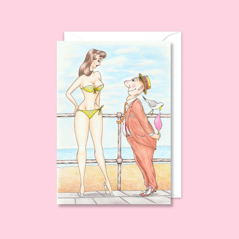Beach Holiday Greeting Card: Seaside Postcard Humour Illustration (801)