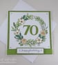 Handmade 70th Birthday card - floral wreath - Image 6