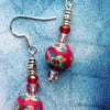 Handmade Beaded Dangly Earrings with Sterling Silver Hooks. 