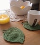 Set of 4 Tunisian Crochet Leaf Coasters 