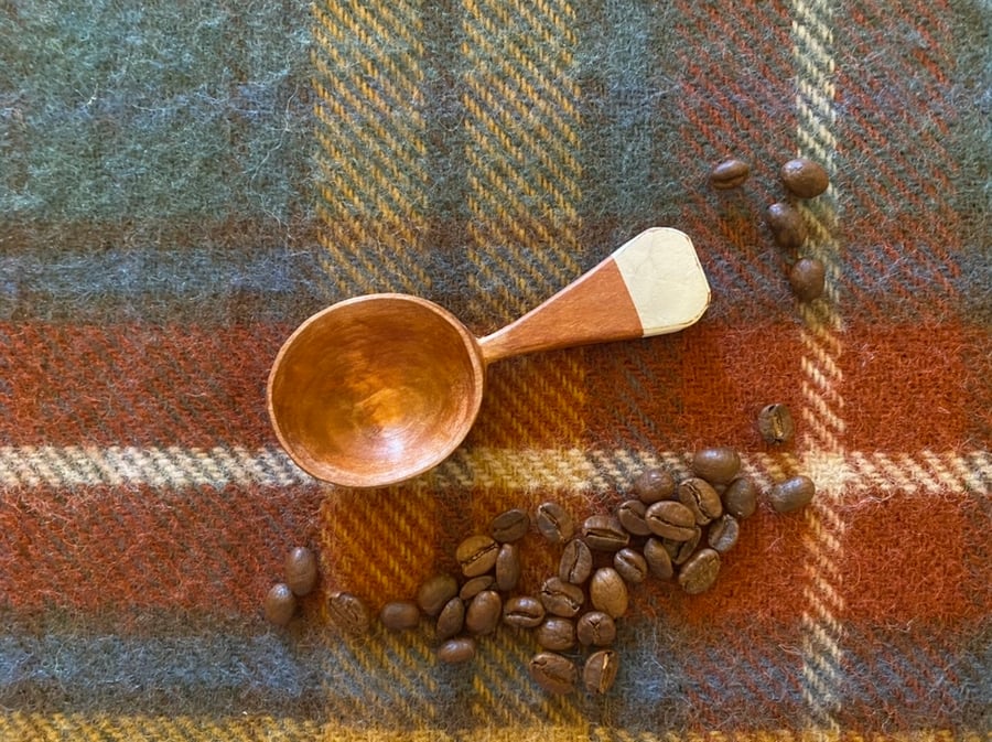 Cherry Wood Scoop with Painted Cream Handle