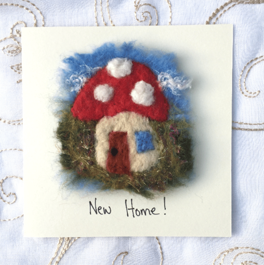 Handmade Felt New Home Mushroom Card