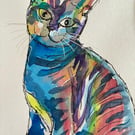MiniPuss MaxiPuss - original watercolour based on the game 'The Minister's Cat'