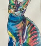 MiniPuss MaxiPuss - original watercolour based on the game 'The Minister's Cat'