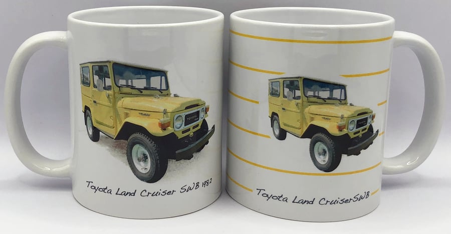 Toyota Landcruiser SWB 1982  - 11oz Ceramic Mug - Plain or Stripy Design