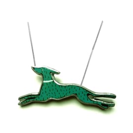 Large statement Resin Art Deco style Turquoise Dog Necklace by EllyMental