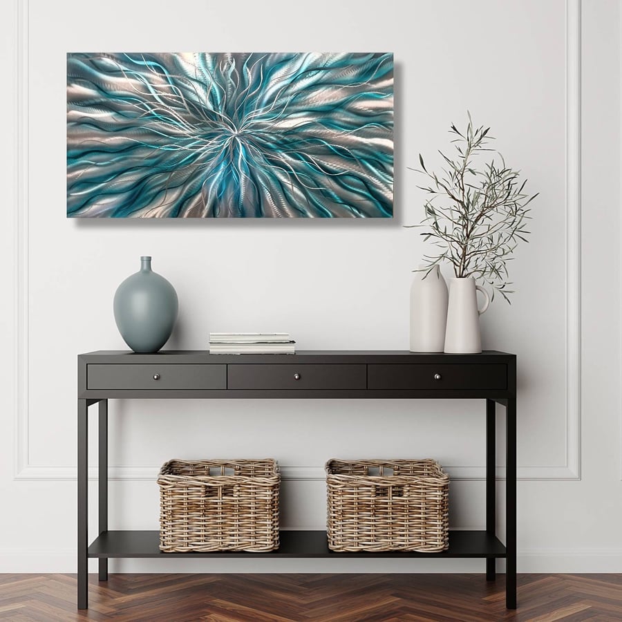 Teal Wall Art, Wall Panel, Metal Wall Art, Teal Home Decor, Modern Art, Wall Pan