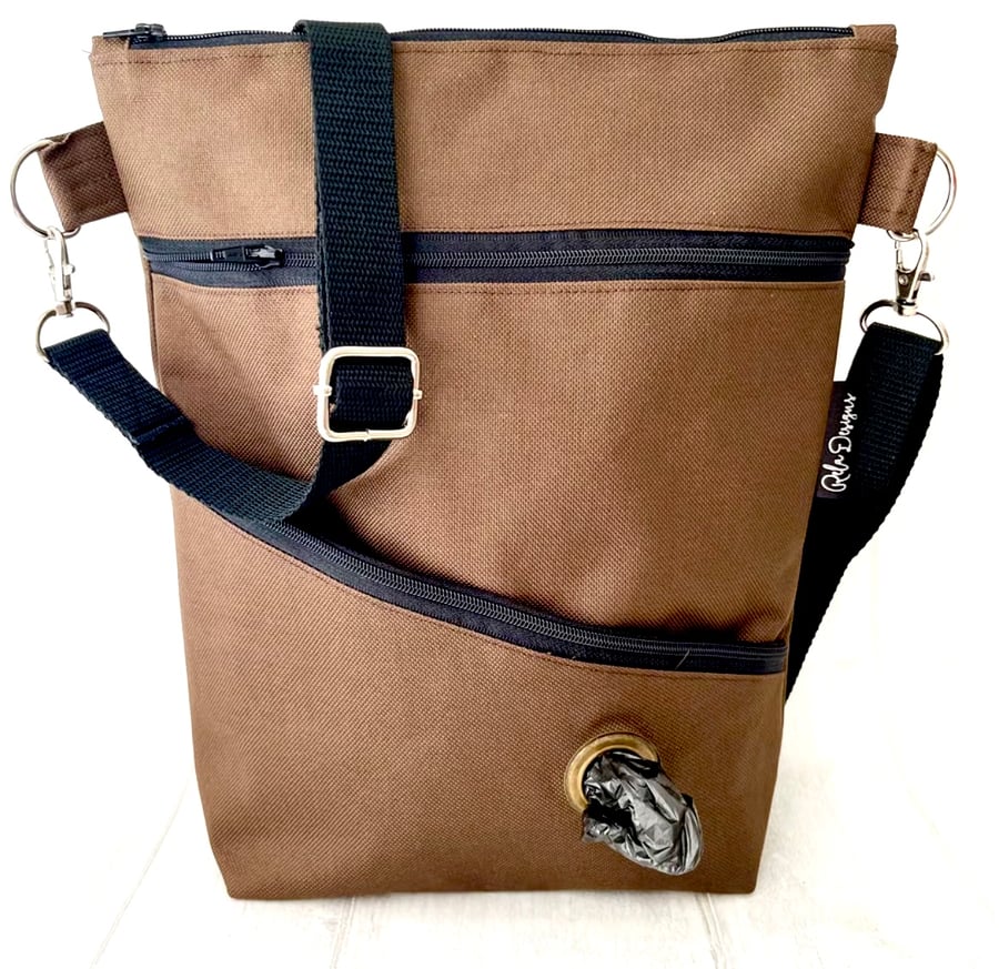 Dog walking bags, waterproof Brown