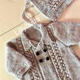 Knitting pattern for  Maeve vintage style baby coat & bonnet