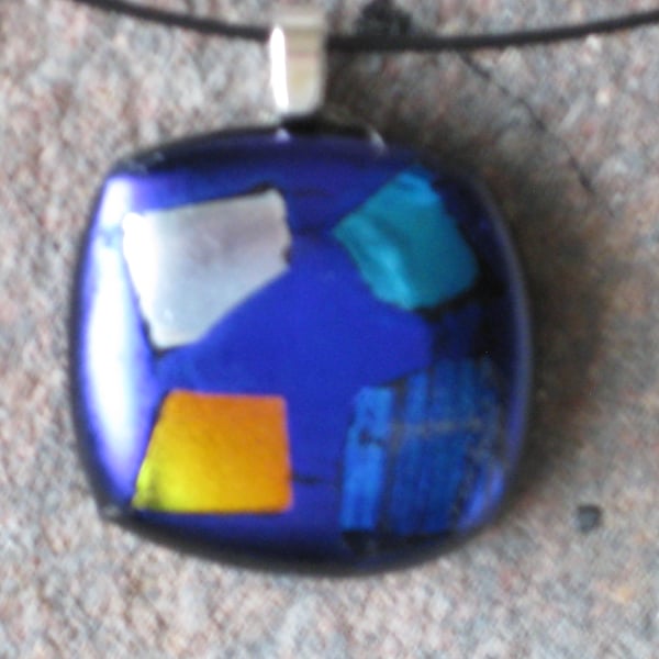 Unique fused dichroic glass pendant