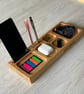 Personalised Wooden Desk Organiser – Custom Name, Phone Stand & Pen Holder Gift