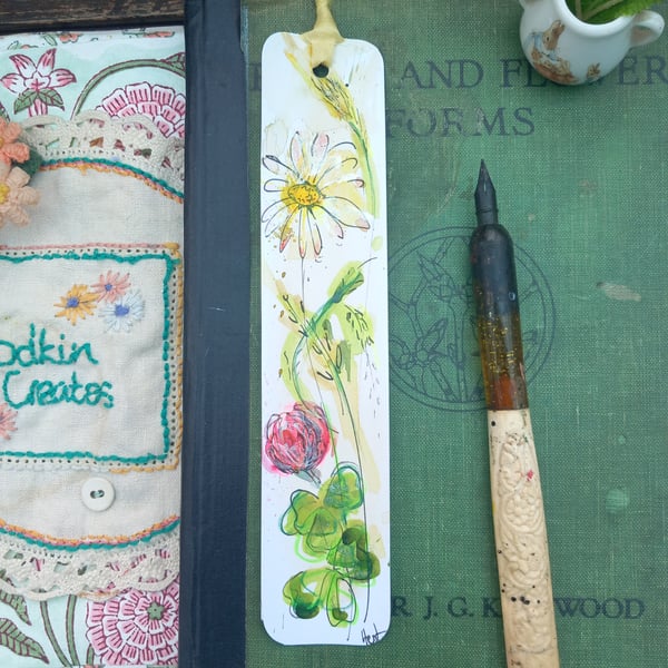 Wild flowers.  A gift for a book or nature lover. Handmade Bookmark 