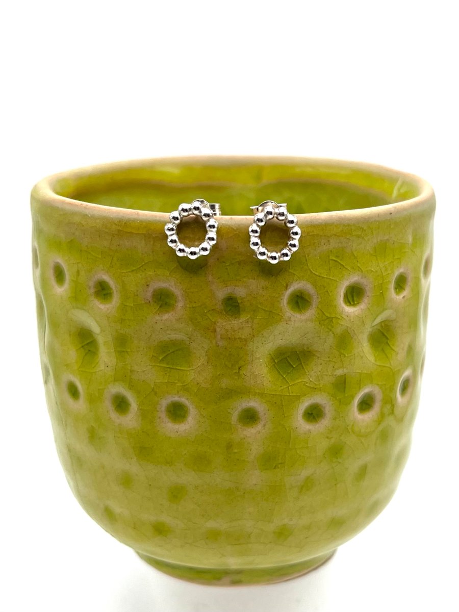 Sterling Silver Berry Circle Stud Earrings