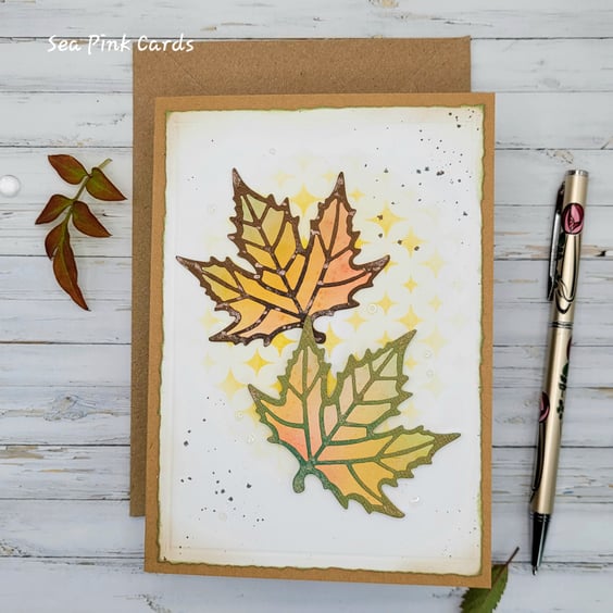 Leaves Blank Card - autumnal, autumn colours, blank all occasions