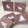 Christmas Cards,Pack of Ten,'Winter in White',Printed Handmade Xmas Cards.
