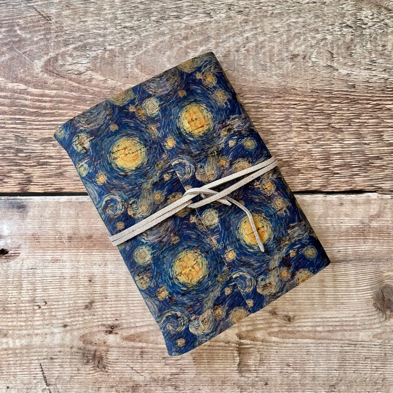 A6 Cork Journal Notebook with Starry Night Print