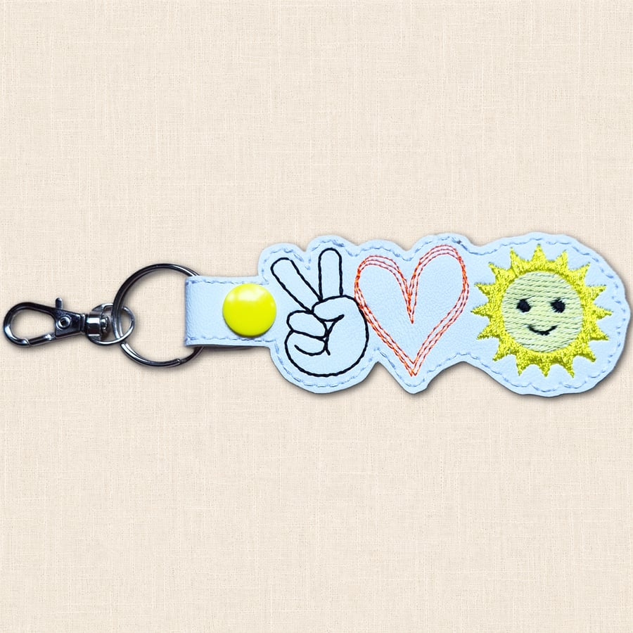 Sunshine Keyring - Peace Love Sunshine Bag Charm
