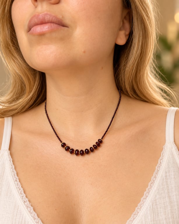 Handmade Natural Garnet Necklace – Deep Red Gemstone Jewellery