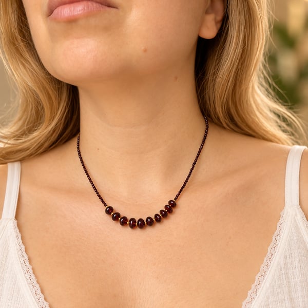 Handmade Natural Garnet Necklace – Deep Red Gemstone Jewellery