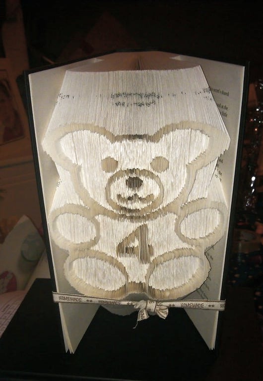 Alphabear Number 4 CUT & FOLD Book Folding Pattern - EMAILED PDF PATTERN