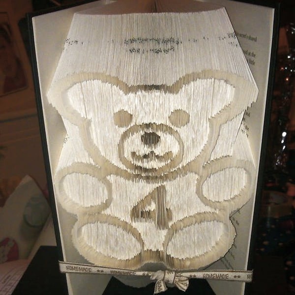 Alphabear Number 4 CUT & FOLD Book Folding Pattern - EMAILED PDF PATTERN