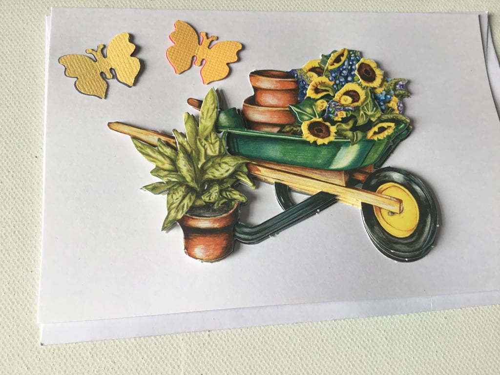 Card for gardener. Handmade decoupage card.  Ref 322