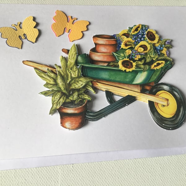 Card for gardener. Handmade decoupage card.  Ref 322