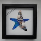 Blue Purple Tie-Dye Cornish Starfish Sea Glass, Sea Shell Picture P193