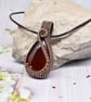 Wire Woven Carnelian and Copper Pendant - Image 3