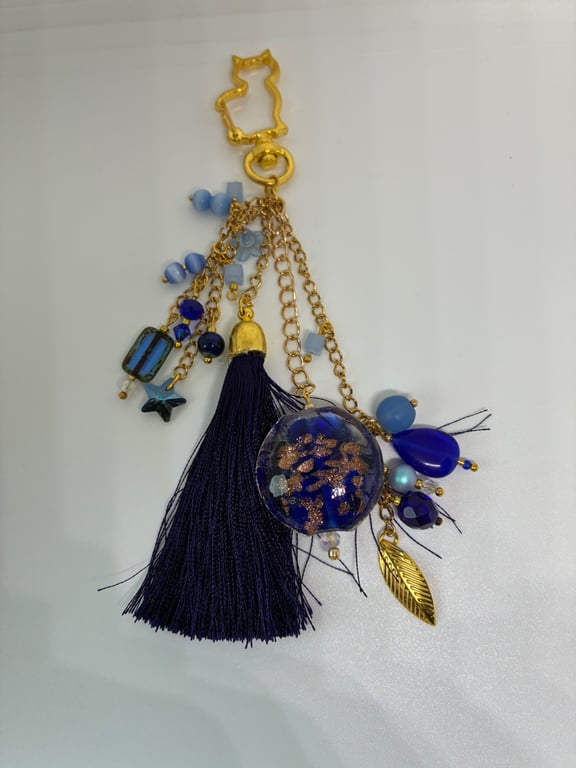 Bright blue bagcharm