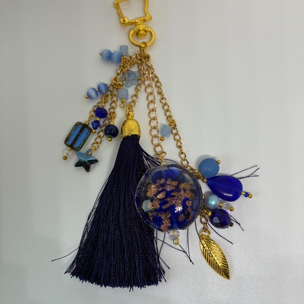 Bright blue bagcharm